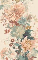 Flower illustration background,created with generative ai tecnology.