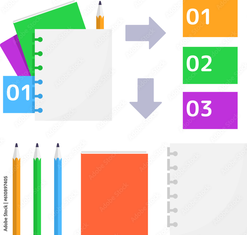 Aufkleber take notes for education infographic chart design element set. abstract vector symbols for infochart