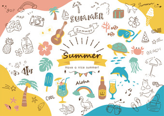 夏に使いやすい手描きのアイコンセット