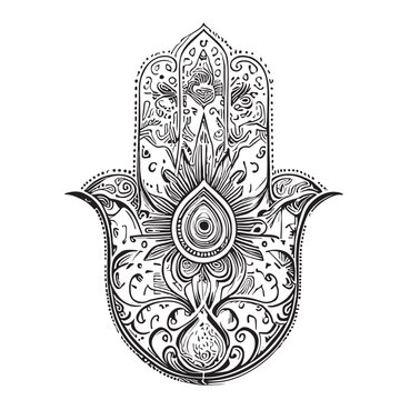 Hand of Fatima symbol sketch hand drawn in doodle style illustration