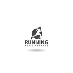 Running logo template icon with shadow