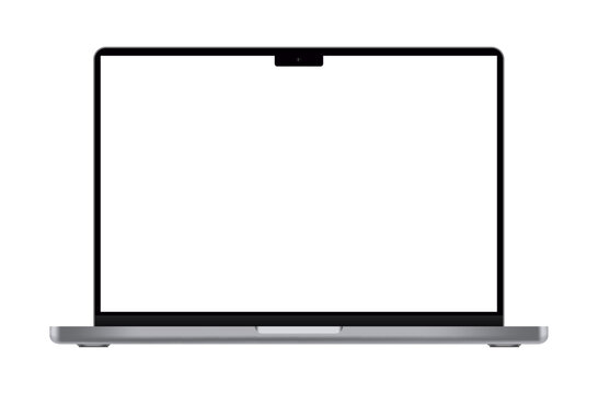 Apple MacBook 14 Pro with M2 chip on white background, realistic vector illustration. The MacBook Pro is a line of Mac laptops made by Apple Inc.