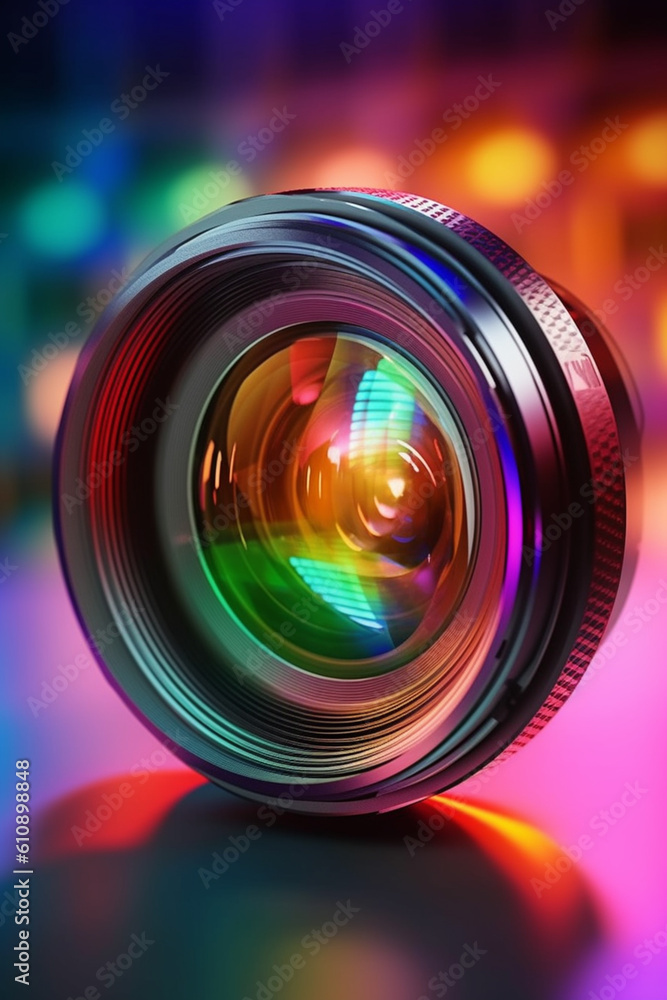 Poster a conceptual image of a camera lens capturing the essence of a subject, such as a portrait or a stil
