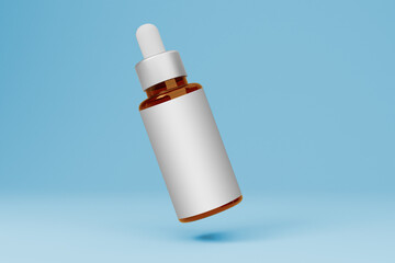 Glass dropper bottle mockup design.with pipette for cosmetic products, collagen, and essential oil bottle. 3d rendering