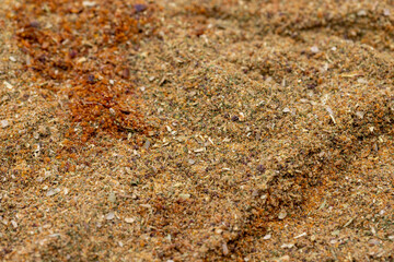 Pile of Mixed spice powder as background, spice or seasoning as background. Close-up mixed spice