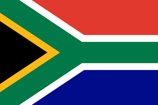 South Africa flag, official colors and proportion. Vector illustration.
