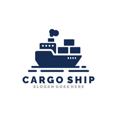 Fototapeta premium Cargo ship logo design vector illustration