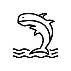 Black line icon for hai fish 