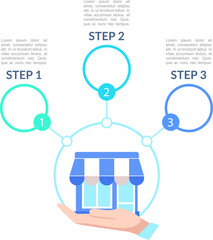 Open beauty salon infographic chart design template. Business idea. Abstract vector infochart with blank copy spaces. Instructional graphics with 3 step sequence. Visual data presentation