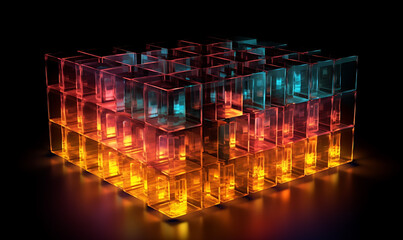 Colorful cubes against a black background