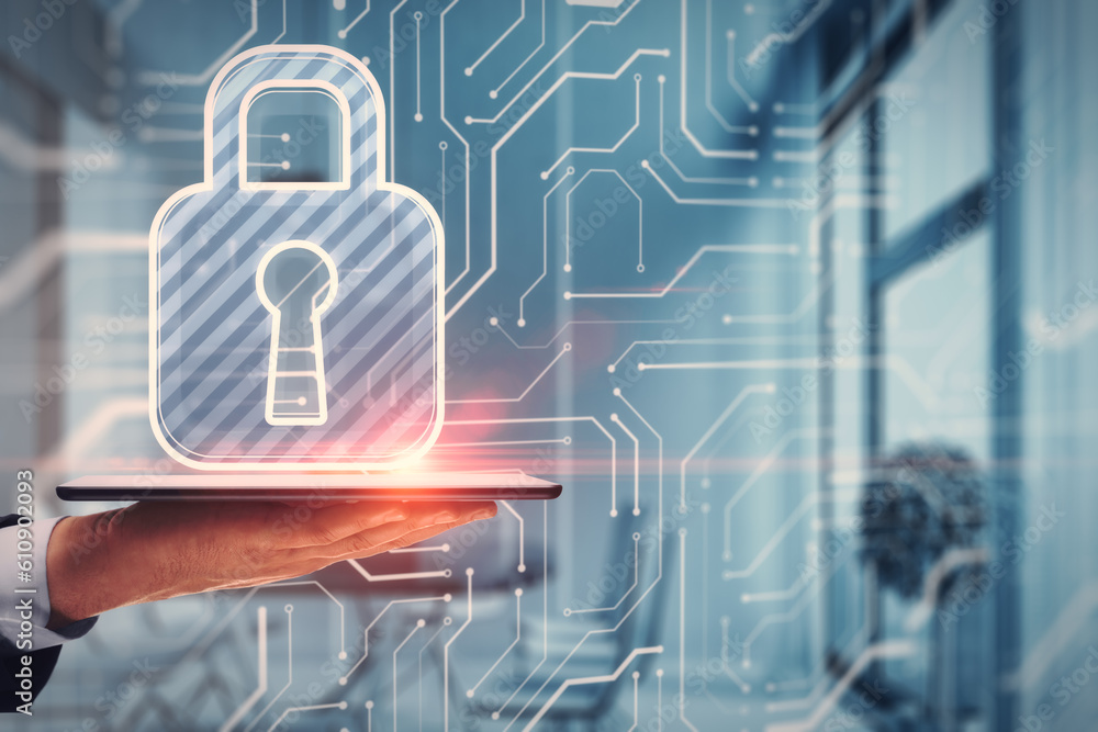 Poster internet network security and cyberspace protection concept