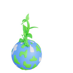 3d illustration of plant growing on earth