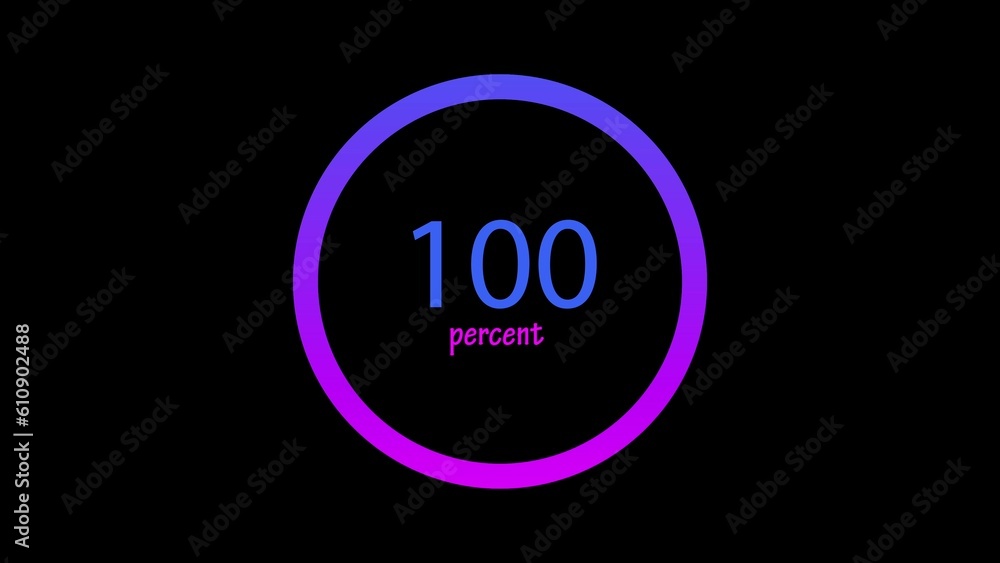 Poster loading circle ring. loading transfer download animation 0-100 on black screen. 3d animation.