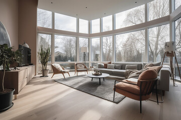 Fototapeta na wymiar modern home interior, Scandinavian style, generative AI 