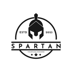 Vintage retro spartan helmet logo design idea