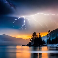 Lightning in the sky