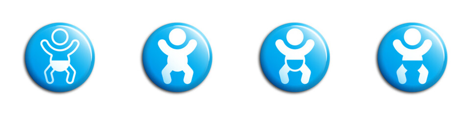 Baby silhouette icon set. Flat vector illustration.