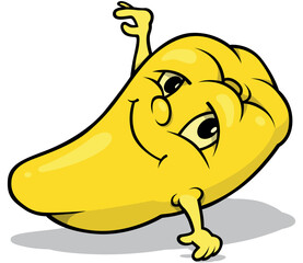 Yellow Bell Pepper with Smiling Face and Hands