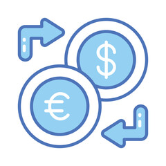 A skillfully crafted vector of currency exchange in trendy style, unique money exchange icon