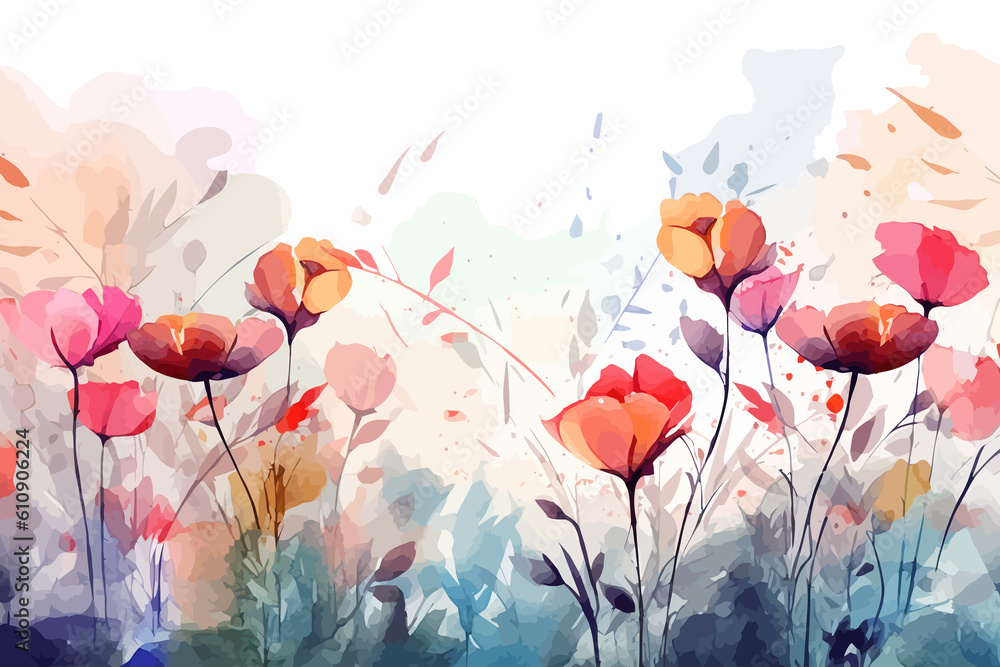 Poster abstract floral background generative ai