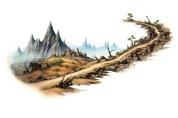trail isolated on white background. Generated by AI.