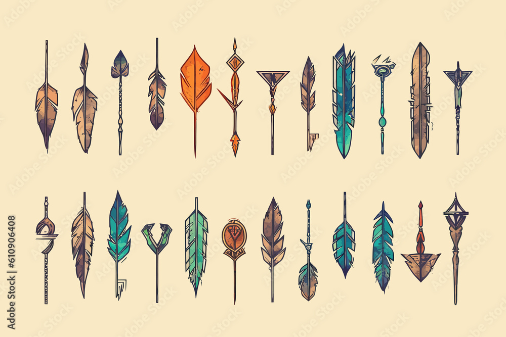 Poster hand drawn arrow icons set. generative ai