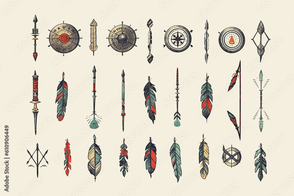 Aufkleber Hand drawn arrow  icons set.Generative AI