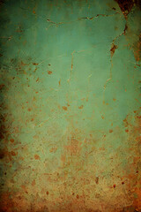 Old grunge wall, rusty green texture. Generative AI