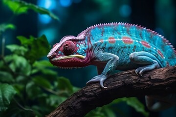 Panther Chameleon Colorful Reptile in Focus