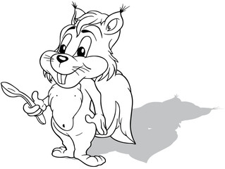 Drawing of a Cute Squirrel with a Spoon in its Paw