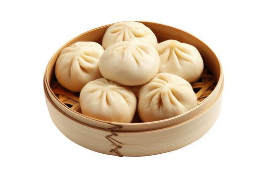 Steamed buns  isolated on transparent background. Generative Ai
