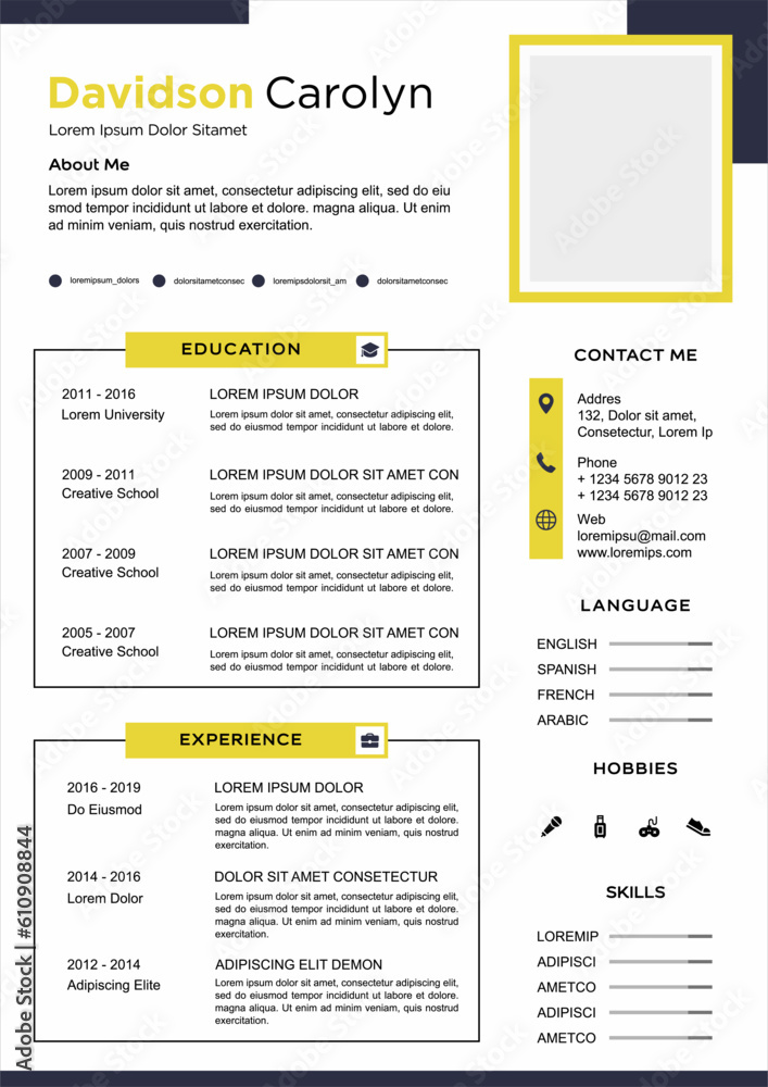 Wall mural professional curriculum vitae template vector
