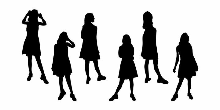 siluet, perempuan, perempuan dewasa, anak perempuan, wanita, vektor, seksi, grup, gugus, kelompok, hitam, kemewahan, langsing, ramping, model, orang, korporat, mode, bisnis, urusan, desain, ilustrasi,