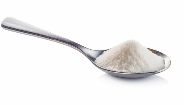 Spoon of sugar isolated, white background