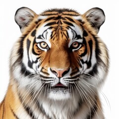 Fototapeta na wymiar tiger face shot isolated on transparent background cutout 