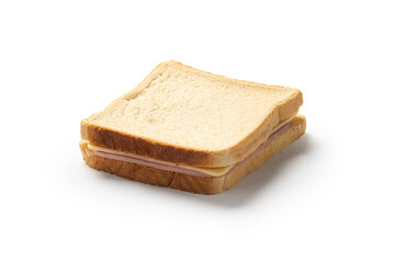 mixed ham and cheese sandwich on white background