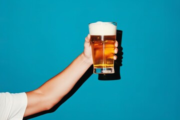 hand holding a glass of beer, generative ai