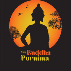 Vector illustration of Happy Buddha Purnima social media post