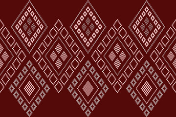 Red traditional ethnic pattern paisley flower Ikat background abstract Aztec African Indonesian Indian seamless pattern for fabric print cloth dress carpet curtains and sarong