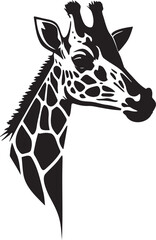 Giraffe head silhouette on a white background. Stylization, logo.