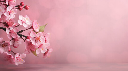 Naklejka na ściany i meble Cherry Blossom on pink background