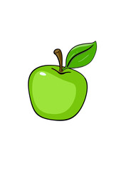 Green apple fruit cartoon food