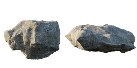 isolated cutout rock or stone in different variation model option, best use for landscape design, or use in post pro render, 