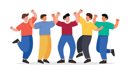 Obraz premium Happy people celebrating together vector illustration