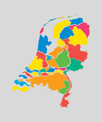 Vector map country Netherlands divided on regions