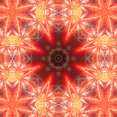 Vibrant and Symmetrical Digital Abstract Kaleidoscope Art with Intricate Geometric Patterns, Fractal Elements, and Psychedelic Colors, Perfect for Contemporary Design Projects, Modern Wallpaper