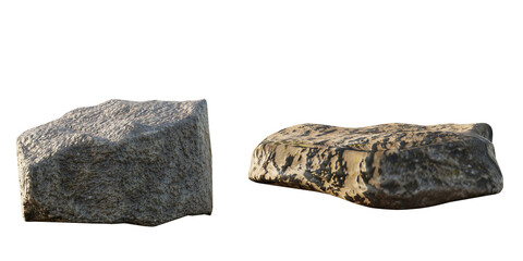 isolated cutout rock or stone in different variation model option, best use for landscape design, or use in post pro render, 