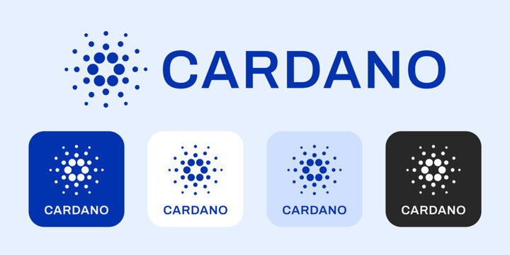 Set of cardano icons vector . Logo ada cryptocurrency.
