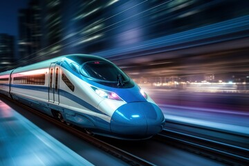 Chinese bullet train with motion blur. Concept of speed and motion. created by generative AI