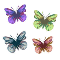 set of colorful vector butterflies